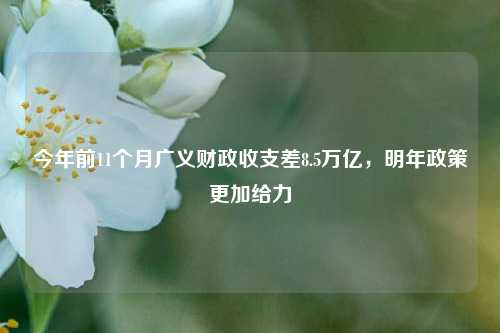 今年前11个月广义财政收支差8.5万亿，明年政策更加给力