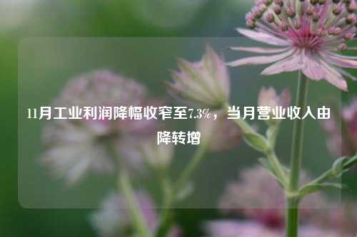 11月工业利润降幅收窄至7.3%，当月营业收入由降转增