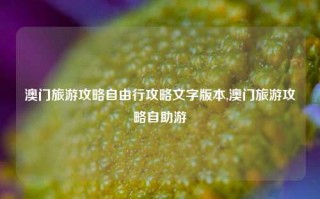 澳门旅游攻略自由行攻略文字版本,澳门旅游攻略自助游