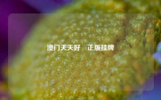 澳门天天好釆正版挂牌