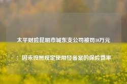 太平财险昆明市城东支公司被罚10万元：因未按照规定使用经备案的保险费率-第1张图片-旅游攻略网