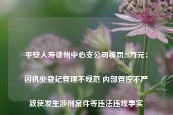 平安人寿徐州中心支公司被罚27万元：因执业登记管理不规范 内部管控不严致使发生涉刑案件等违法违规事实-第1张图片-旅游攻略网