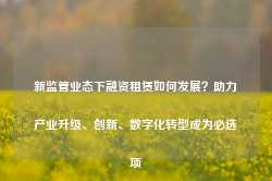 新监管业态下融资租赁如何发展？助力产业升级、创新、数字化转型成为必选项-第1张图片-旅游攻略网